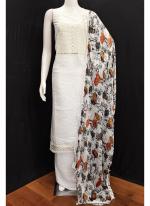 Georgette White Daily Wear Printed Dress Material